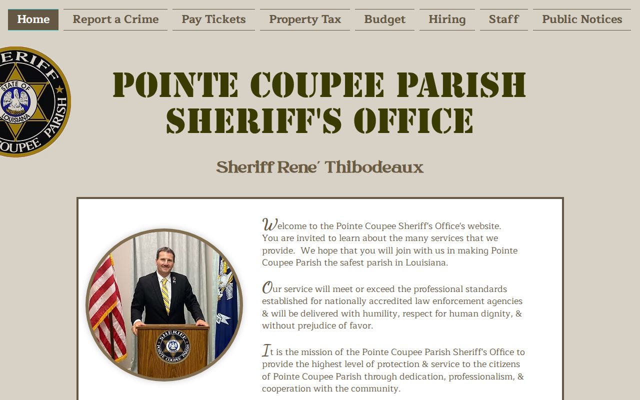 Pointe Coupee Parish criminal history sheriff records agency
