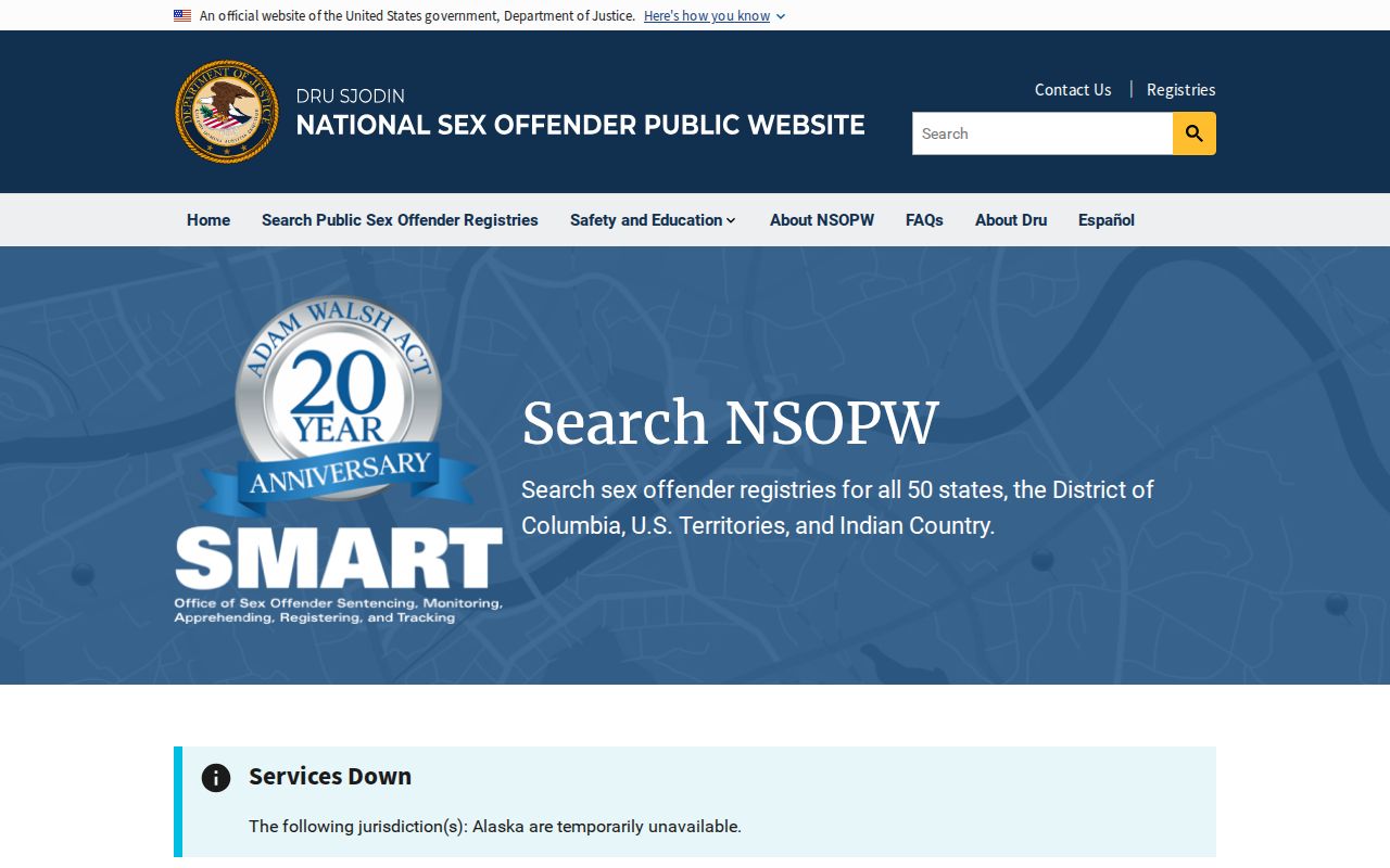 National Sex Offender Public Website nationwide registry search
